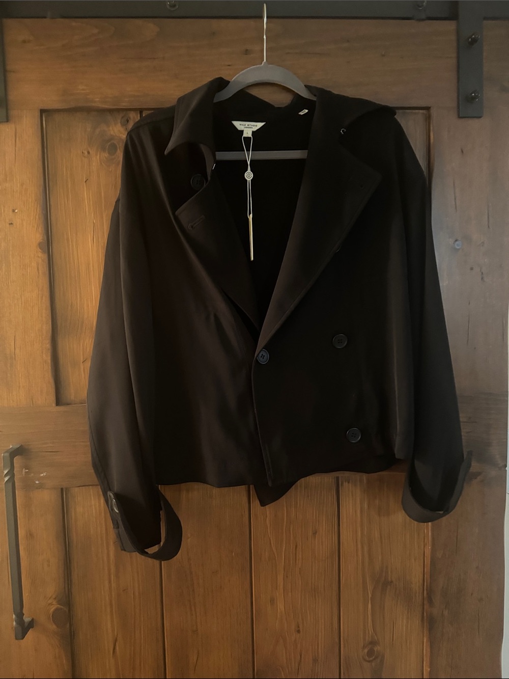 Max Studio Black Double-Breasted Pea Coat